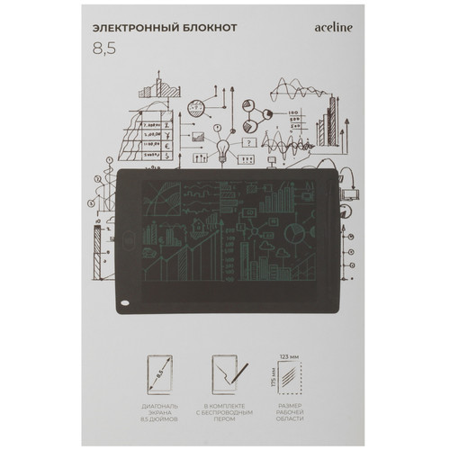 Купить 8.5" Электронный блокнот Aceline GN02 черный  5077492. Характеристики, отзывы и цены в Донецке