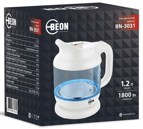 Купить Электрочайник Beon BN-3031 белый  9069645. Характеристики, отзывы и цены в Донецке