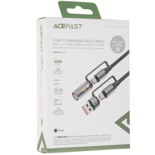 Купить Кабель круглый ACEFAST USB Type-C - USB 2.0 Type-A, USB Type-C серый 1.2 м  9258669. Характеристики, отзывы и цены в Донецке
