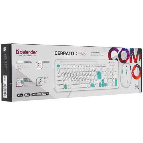 Купить Клавиатура+мышь беспроводная   Defender Cerrato C-978 белый  9197225. Характеристики, отзывы и цены в Донецке