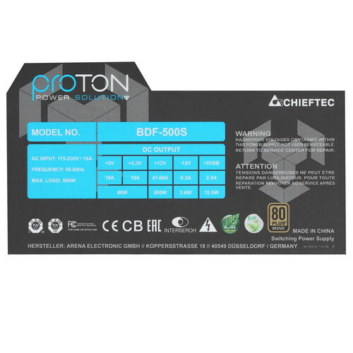 Купить Блок питания Chieftec Proton 500W  1215341. Характеристики, отзывы и цены в Донецке