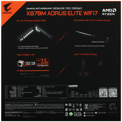 Купить Материнская плата GIGABYTE X870M AORUS ELITE WIFI7  5633325. Характеристики, отзывы и цены в Донецке