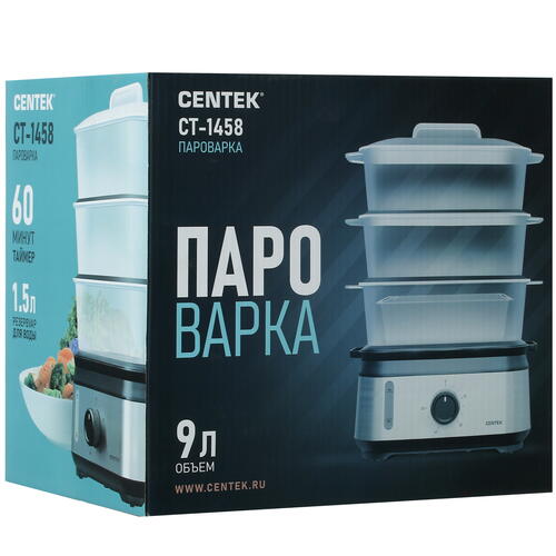 Купить Пароварка Centek CT-1458 серебристый  5355077. Характеристики, отзывы и цены в Донецке