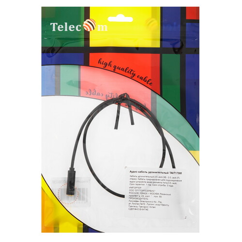 Купить Кабель   Telecom jack 3.5 мм - jack 3.5 мм черный  5602596. Характеристики, отзывы и цены в Донецке
