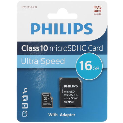 Купить Карта памяти Philips microSDHC 16 ГБ [FM16MA45B/97]  5463015. Характеристики, отзывы и цены в Донецке