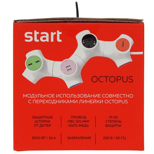 Купить Удлинитель СТАРТ Octopus S 4x1-ZD белый  9901705. Характеристики, отзывы и цены в Донецке