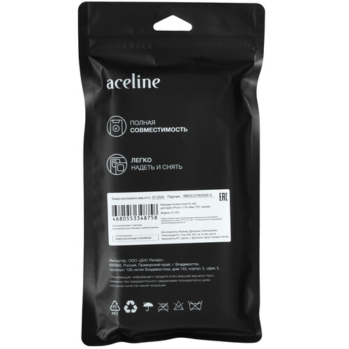 Купить Накладка  Aceline Fresh для Apple iPhone 17 Pro Max черный  9270385. Характеристики, отзывы и цены в Донецке