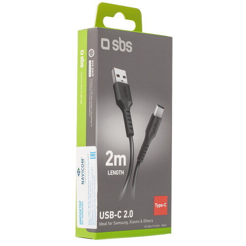 Купить Кабель круглый SBS USB Type-C - USB 2.0 Type-A черный 2 м  5617432. Характеристики, отзывы и цены в Донецке