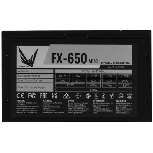 Купить Блок питания Formula V Line FX-650APFC [FX-650APFC] черный  9229611. Характеристики, отзывы и цены в Донецке