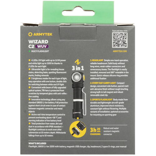 Купить Фонарь Armytek Wizard C2 WUV  9040797. Характеристики, отзывы и цены в Донецке
