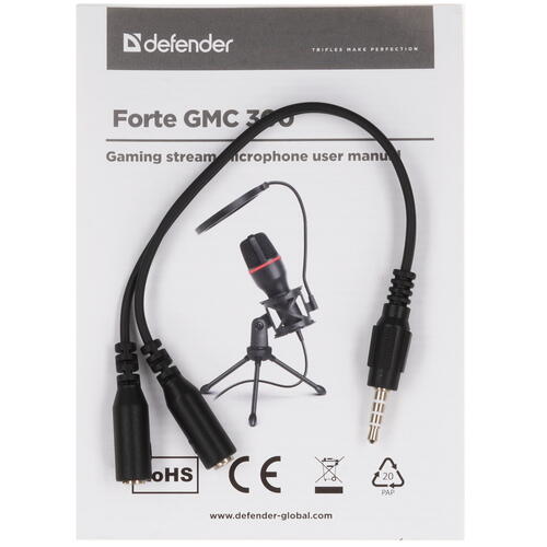 Купить Микрофон Defender Forte GMC 300 черный  5361182. Характеристики, отзывы и цены в Донецке
