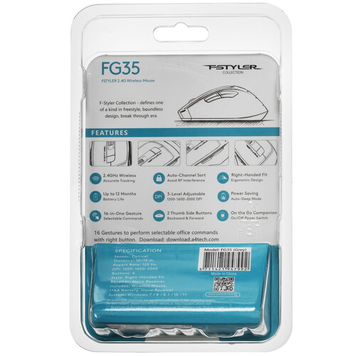 Купить Мышь беспроводная A4Tech Fstyler FG35  серый  9280325. Характеристики, отзывы и цены в Донецке