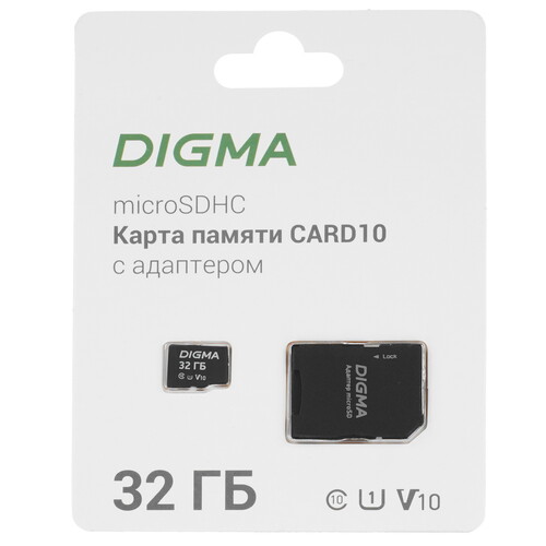 Купить Карта памяти Digma CARD10 microSDHC 32 ГБ [DGFCA032A01]  5495563. Характеристики, отзывы и цены в Донецке
