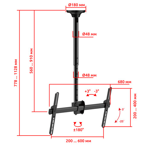 Купить Кронштейн для ТВ UNITEKI SNM4146 черный  9298838. Характеристики, отзывы и цены в Донецке