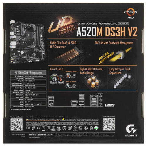 Купить Материнская плата GIGABYTE A520M DS3H V2  5438132. Характеристики, отзывы и цены в Донецке