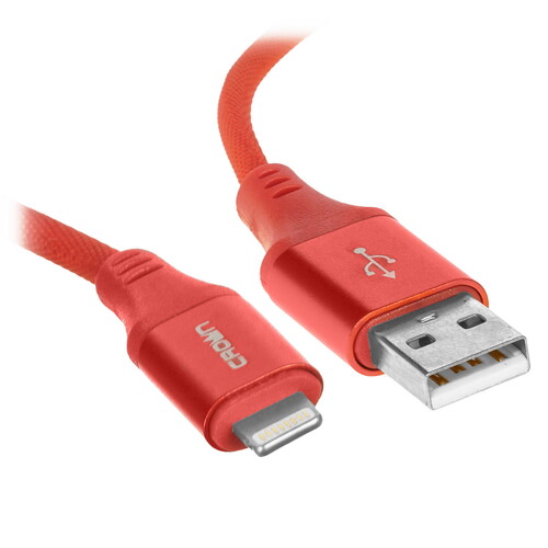 Купить Кабель круглый Crown Lightning 8-pin - USB 2.0 Type-A красный 1 м  5479775. Характеристики, отзывы и цены в Донецке