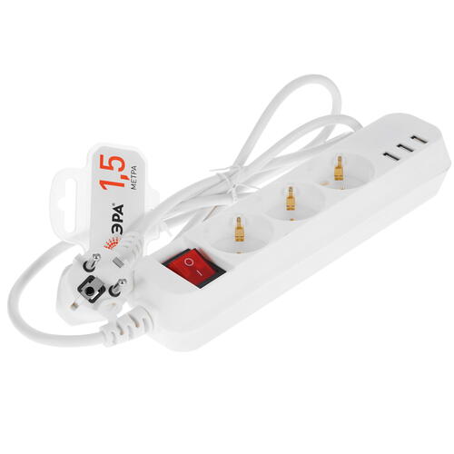 Купить Удлинитель Эра U-3es-1.5m-USB белый  5400645. Характеристики, отзывы и цены в Донецке