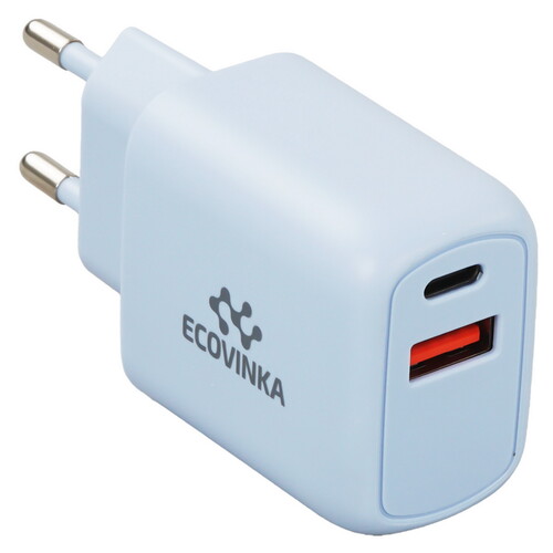 Купить Сетевое зарядное устройство ECOVINKA GAN-33UE синий  9139785. Характеристики, отзывы и цены в Донецке