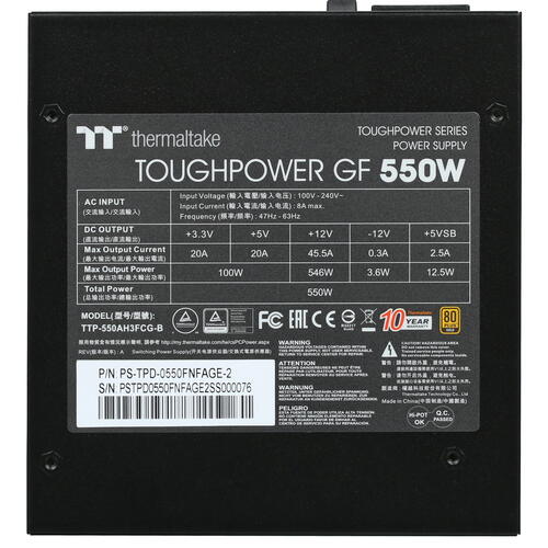 Купить Блок питания Thermaltake Toughpower GF 550W [PS-TPD-0550FNFAGE-2] черный  4898577. Характеристики, отзывы и цены в Донецке