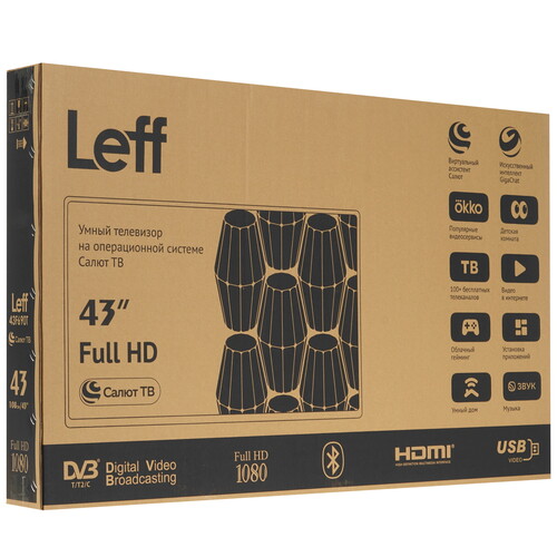 Купить 43" (108 см) Телевизор Leff 43F690T черный  9229061. Характеристики, отзывы и цены в Донецке