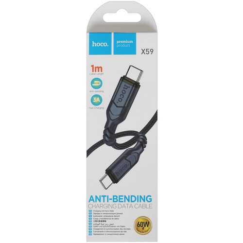 Купить Кабель круглый Hoco USB Type-C - USB Type-C синий 1 м  5474991. Характеристики, отзывы и цены в Донецке
