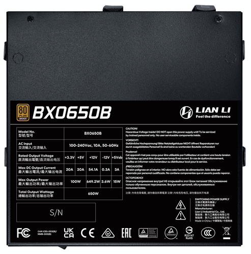 Купить Блок питания LIAN LI BX 650B [G9P.BX0650B.B000.RU] черный  5640465. Характеристики, отзывы и цены в Донецке