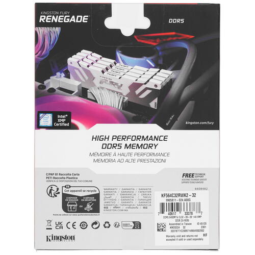 Купить Оперативная память Kingston Fury Renegade White [KF564C32RWK2-32] 32 ГБ  5406028. Характеристики, отзывы и цены в Донецке
