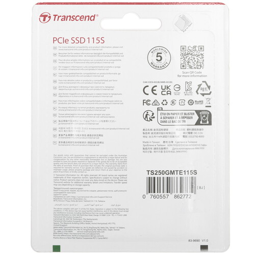 Купить 250 ГБ M.2 NVMe накопитель Transcend MTE115S [TS250GMTE115S]  5453635. Характеристики, отзывы и цены в Донецке