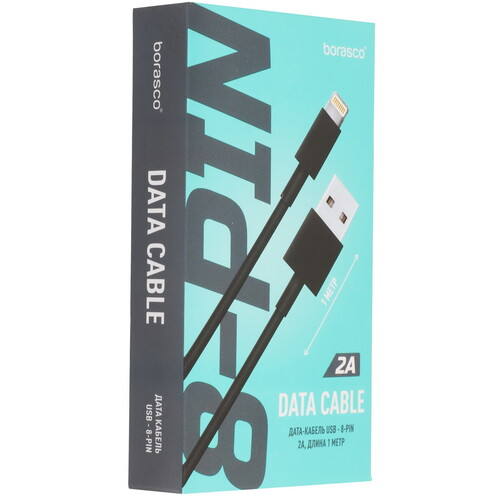 Купить Кабель круглый BoraSCO Lightning 8-pin - USB 2.0 Type-A черный 1 м  5614032. Характеристики, отзывы и цены в Донецке