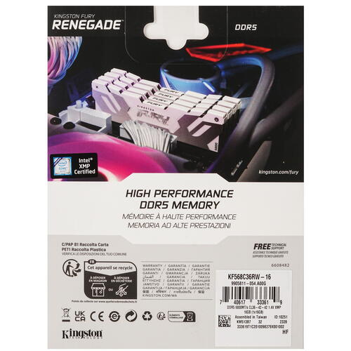 Купить Оперативная память Kingston Fury Renegade White [KF568C36RW-16] 16 ГБ  5406029. Характеристики, отзывы и цены в Донецке