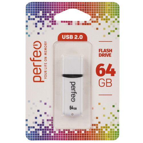 Купить Память USB Flash 64 ГБ Perfeo C02 [PF-C02W064]  9209324. Характеристики, отзывы и цены в Донецке