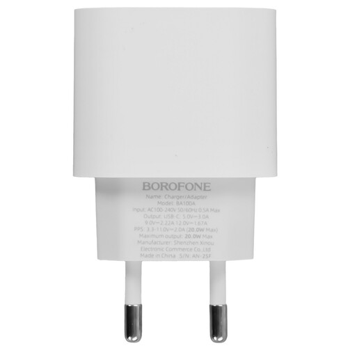 Купить Сетевое зарядное устройство Borofone BA100A белый  5639706. Характеристики, отзывы и цены в Донецке