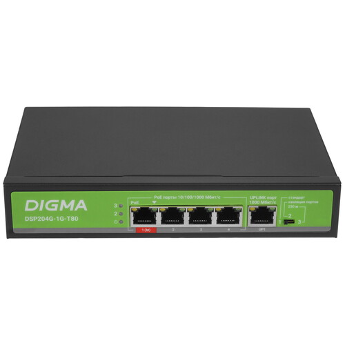 Купить Коммутатор Digma DSP204G-1G-T80  9156495. Характеристики, отзывы и цены в Донецке