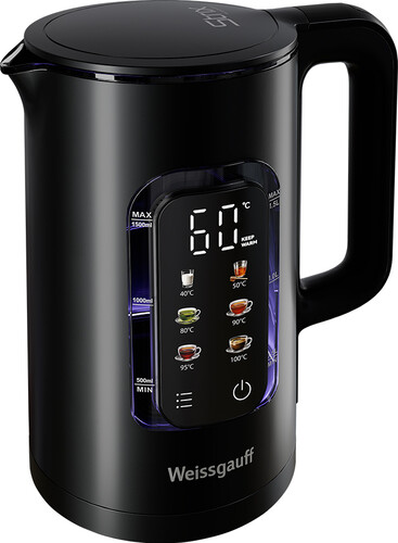 Купить Электрочайник Weissgauff WK 1500 Db Touch BodyCool черный  9259486. Характеристики, отзывы и цены в Донецке