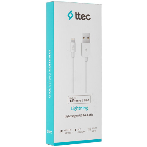 Купить Кабель круглый TTEC Lightning 8-pin MFI - USB 2.0 Type-A белый 1.2 м  9202644. Характеристики, отзывы и цены в Донецке