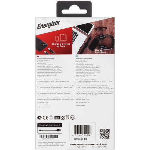 Купить Портативный аккумулятор Energizer UE10031 черный  5427092. Характеристики, отзывы и цены в Донецке