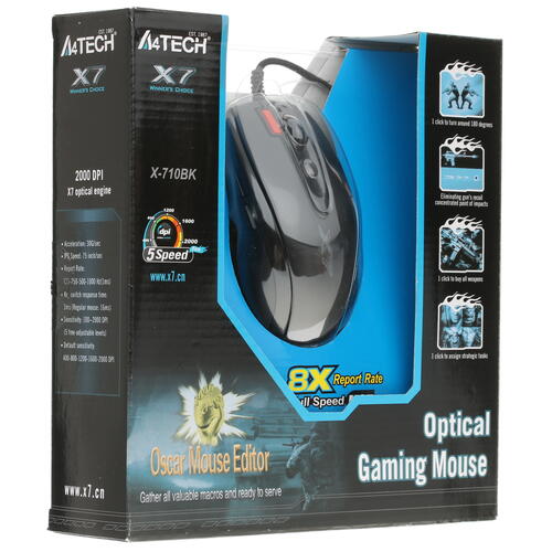 Купить Мышь проводная A4Tech X-710BK  черный  0107748. Характеристики, отзывы и цены в Донецке