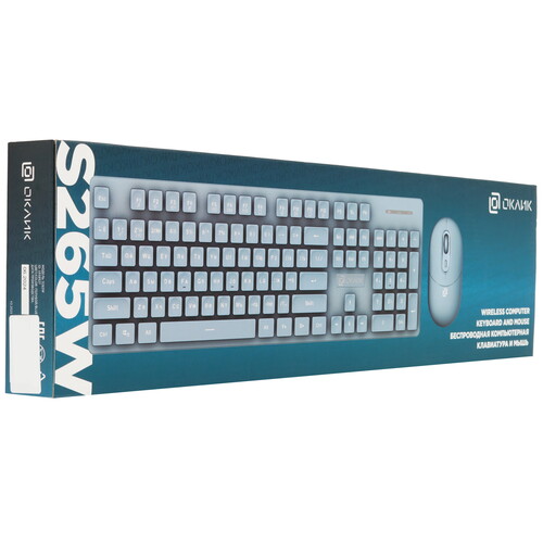 Купить Клавиатура+мышь беспроводная   Oklick S265W голубой  5603057. Характеристики, отзывы и цены в Донецке