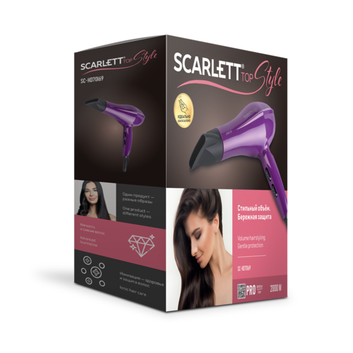 Купить Фен Scarlett SC-HD70I69 фиолетовый/черный  9185807. Характеристики, отзывы и цены в Донецке