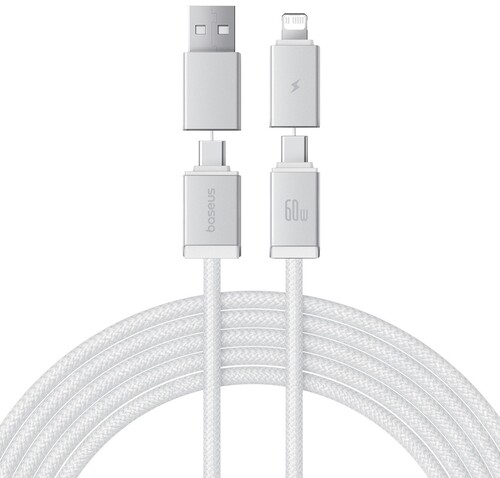 Купить Кабель круглый Baseus Lightning 8-pin, USB Type-C - USB 2.0 Type-A, USB Type-C белый 2 м  5627689. Характеристики, отзывы и цены в Донецке