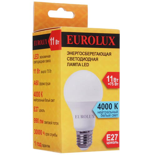 Купить Лампа светодиодная Eurolux LL-E-A60-11W-230-4K-E27  5401681. Характеристики, отзывы и цены в Донецке