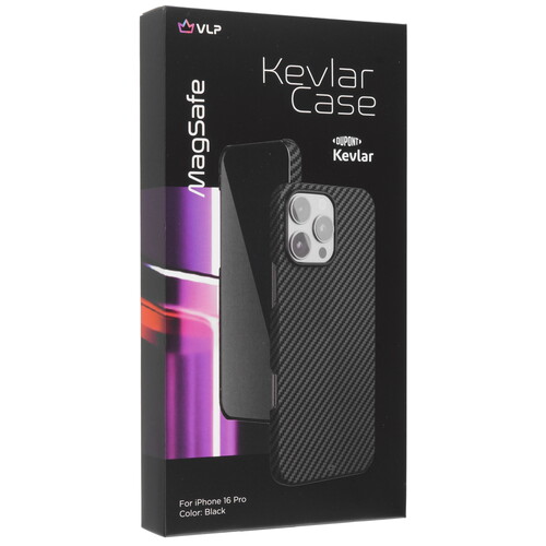 Купить Накладка  VLP Kevlar Case для Apple iPhone 16 Pro черный/серый  5487095. Характеристики, отзывы и цены в Донецке