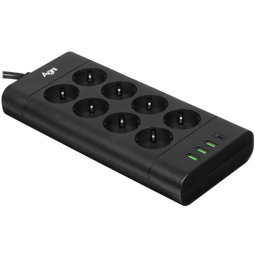 Купить Сетевой фильтр AGNI TP-FA4U8E-C черный  9289258. Характеристики, отзывы и цены в Донецке