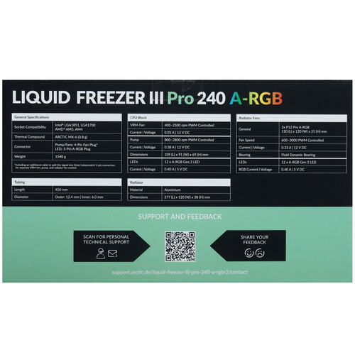 Купить Система охлаждения ARCTIC Liquid Freezer III Pro 240 A-RGB  белая  9289953. Характеристики, отзывы и цены в Донецке