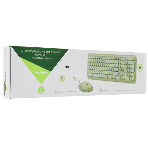 Купить Клавиатура+мышь беспроводная   Smartbuy SBC-666395AG-G зеленый  4892661. Характеристики, отзывы и цены в Донецке