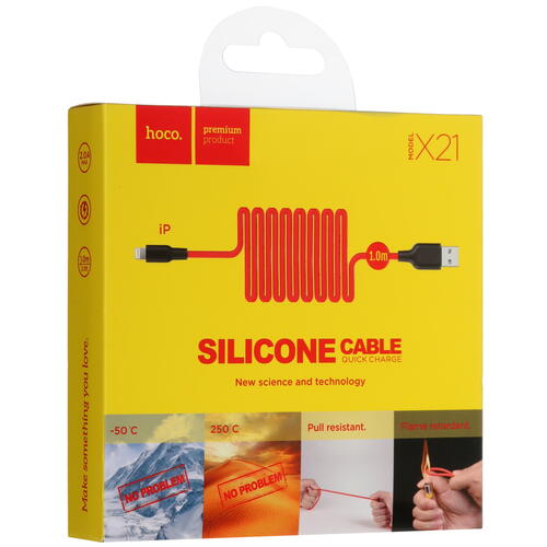 Купить Кабель круглый Hoco Lightning 8-pin - USB 2.0 Type-A красный 1 м  5452390. Характеристики, отзывы и цены в Донецке