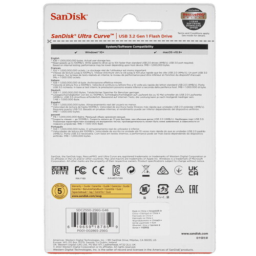 Купить Память USB Flash 256 ГБ SanDisk Ultra Curve [SDCZ550-256G-G46]  5470889. Характеристики, отзывы и цены в Донецке