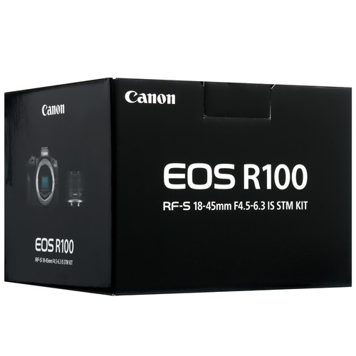 Купить Беззеркальный фотоаппарат Canon EOS R100 Kit 18-45mm F4.5-6.3 IS STM черный  5446380. Характеристики, отзывы и цены в Донецке