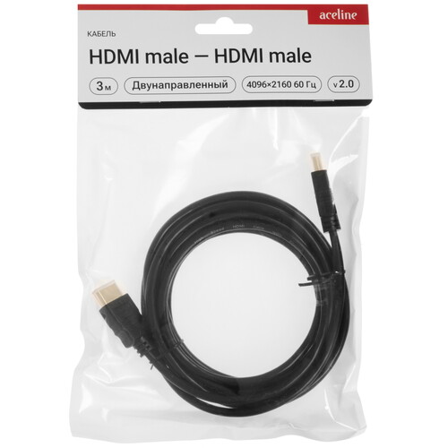 Купить Кабель  Aceline HDMI - HDMI, 3 м  9143449. Характеристики, отзывы и цены в Донецке
