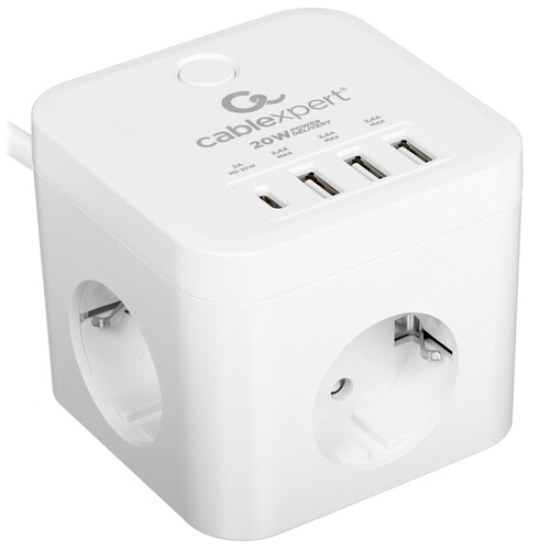 Купить Сетевой фильтр Cablexpert CUBE-3-CU3-W-1.5 белый  9154786. Характеристики, отзывы и цены в Донецке